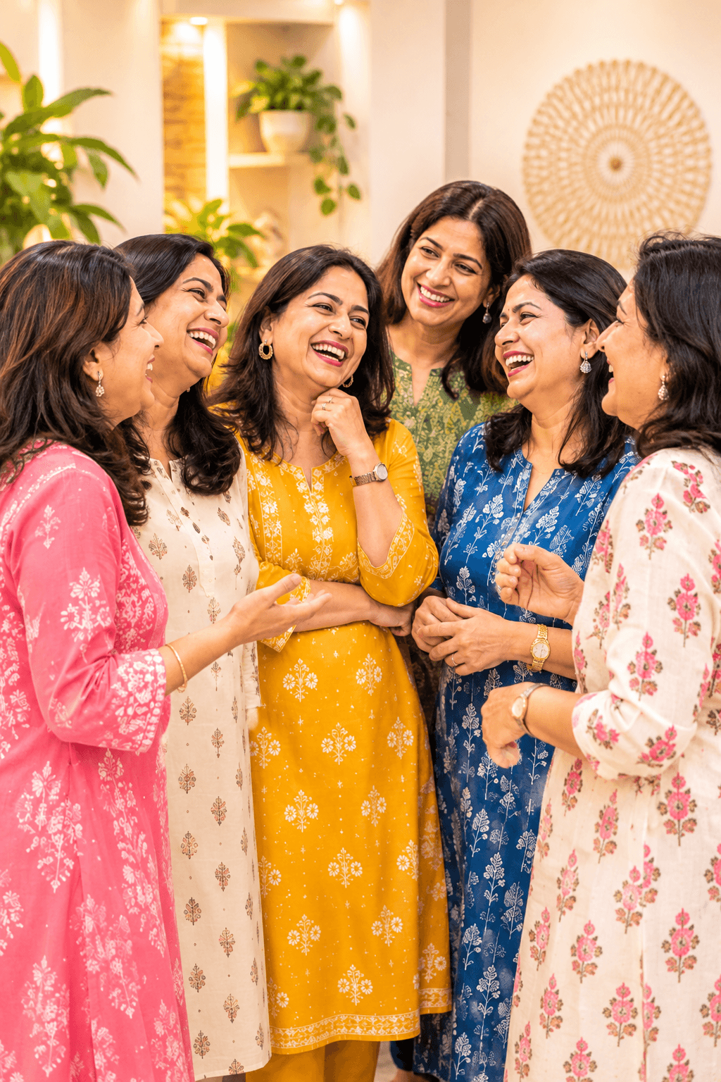 A joyful circle of women sharing a moment together